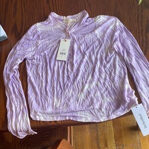 LoveShackFancy Lavender Tie-Dye Long Sleeve Top